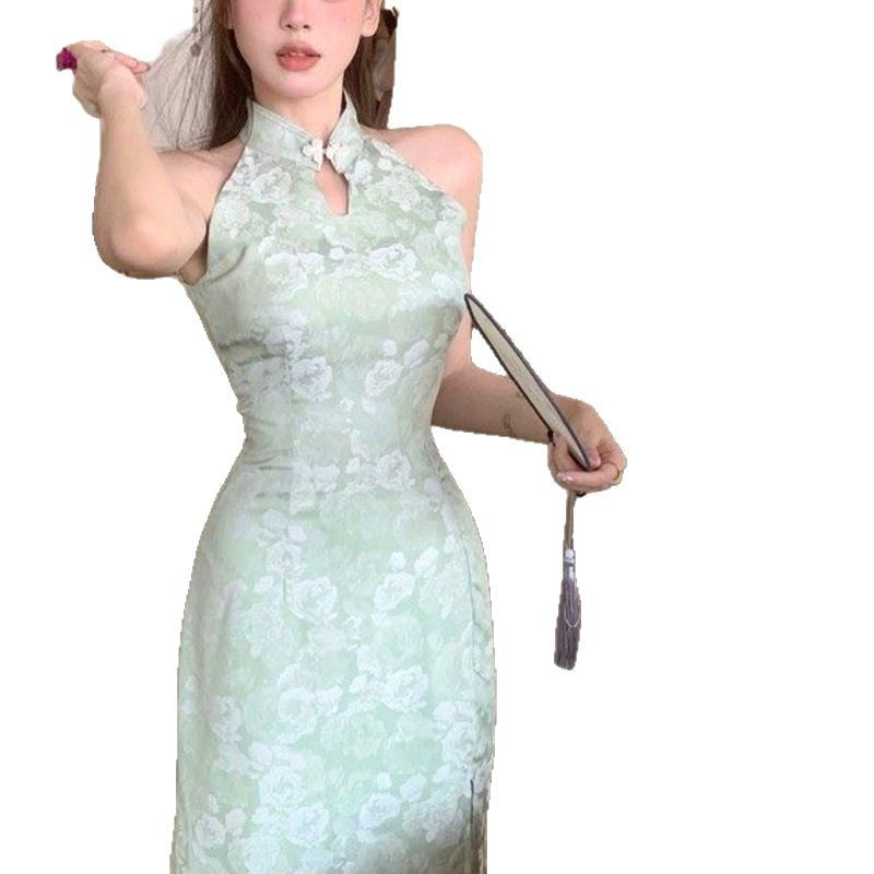 Damen Elegantes Abendkleid mit schickem Hochkragen und floralem Muster EB