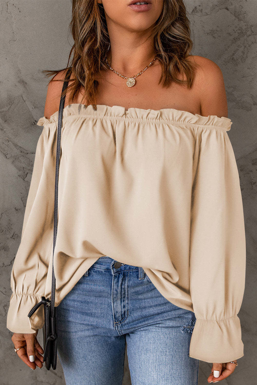 Damen Off-Shoulder Bluse mit Rüschendetails EB