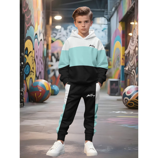 Unisex nan Kinder Jogginganzug mit Kapuzenpullover und detailreichem Auto-Print EB