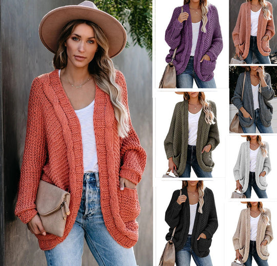 Damen Grobstrickjacke mit lässigem Schnitt und tiefen Taschen EB
