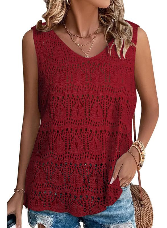 Damen Stricktop mit luftiger Häkelstruktur EB
