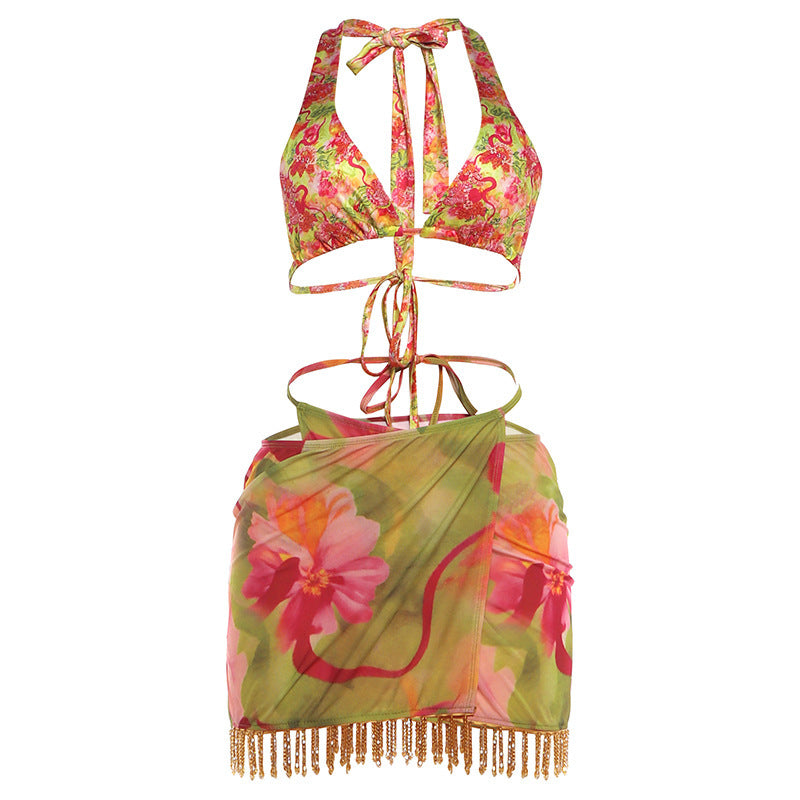 Damen Bikiniset mit verstellbaren Trägern und floralem Design EB