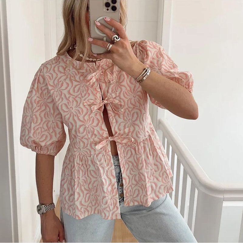 Damen Moderne Bluse mit strukturierter Spitzenoptik EB