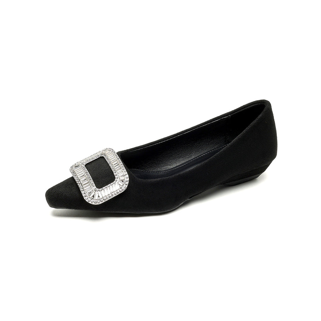 Damen elegante Ballerinas mit funkelnder Schnallenverzierung EB