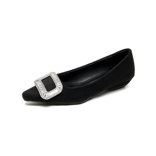 Damen elegante Ballerinas mit funkelnder Schnallenverzierung EB