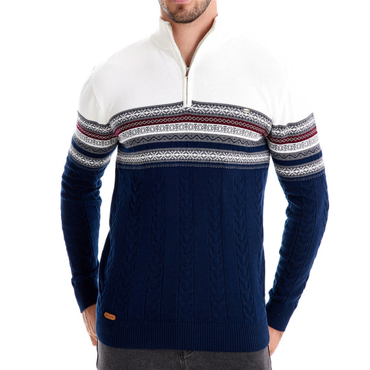 Herren modischer Pullover mit Reißverschluss und strukturiertem Design EB