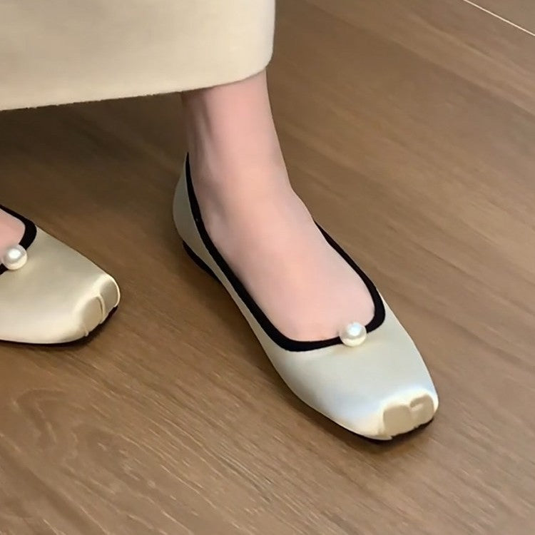 Damen Ballerina-Schuhe mit hochwertiger Perlenschmuck und elegantem Schnitt EB