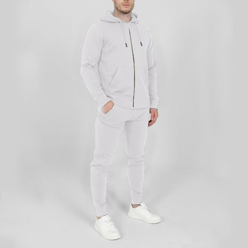 Herren Sportliches Jogginganzug-Set mit praktischen Taschen und hohem Kragen EB