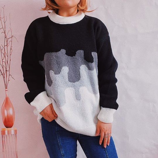 Damen Strickpullover mit modernem Farbverlauf und lässigem Schnitt EB