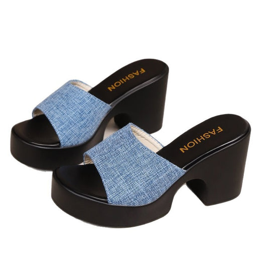 Damen Chunky Plattform-Sandalen mit modischem Design und erhöhtem Blockabsatz EB