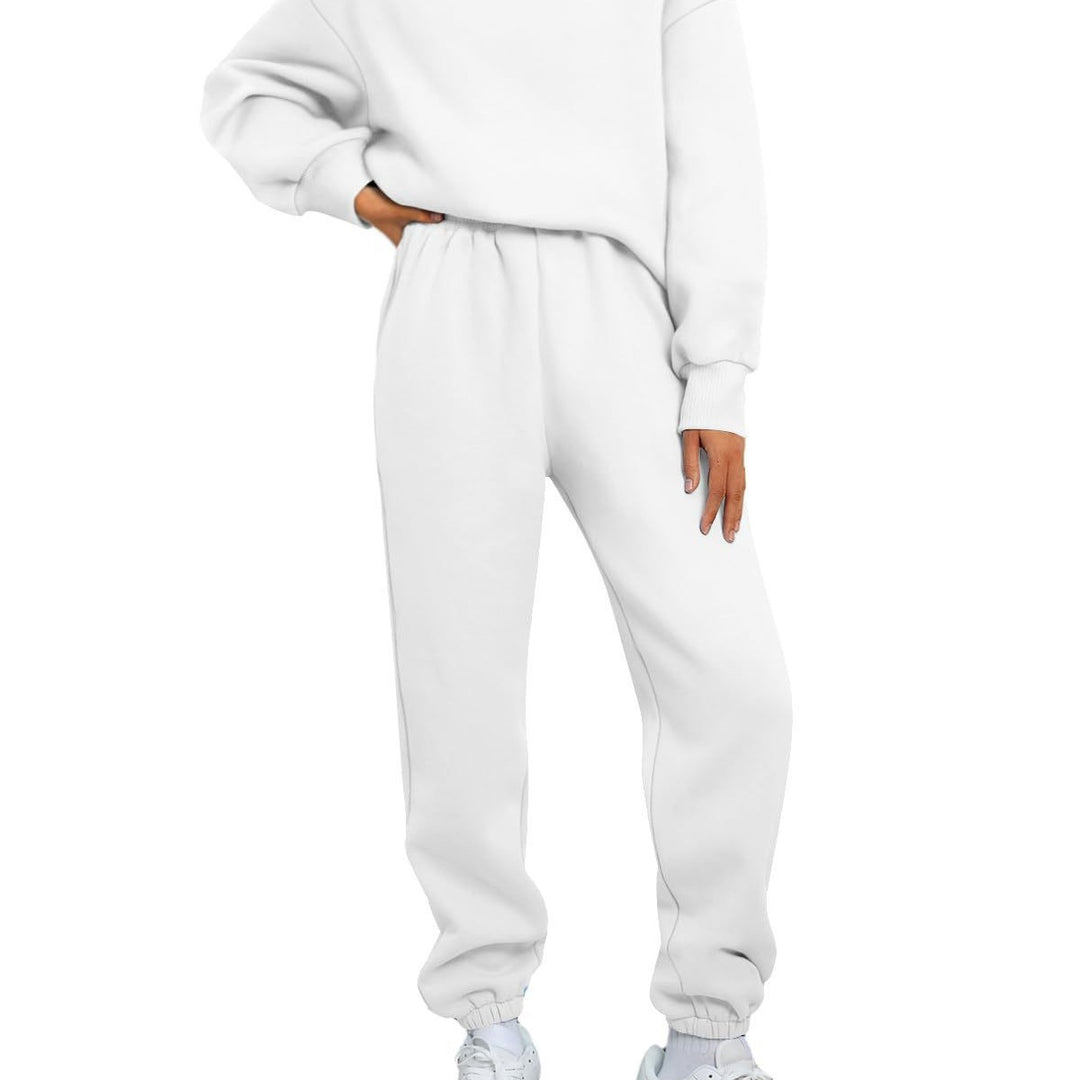 Damen nan zweiteiliges Comfort-Loungewear-Set mit oversized Rundhals, hochgeschnittener Jogginghose und elastischem Knöchelbund EB