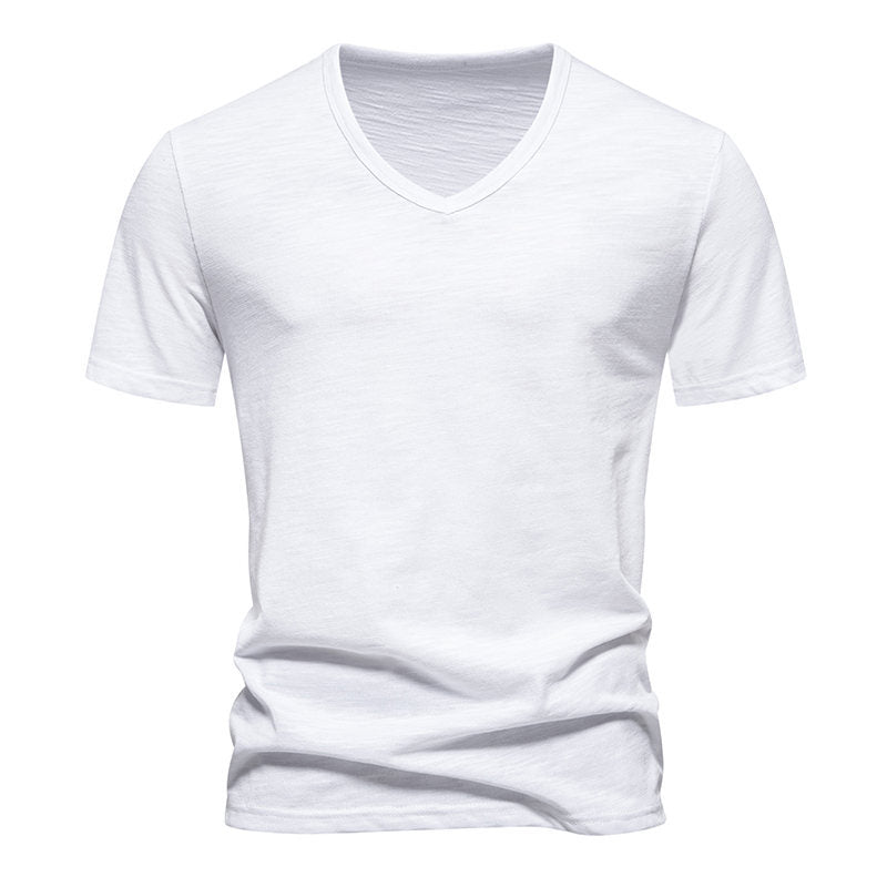 Herren V-Ausschnitt T-Shirt aus atmungsaktiver Baumwolle mit komfortablem Sitz EB