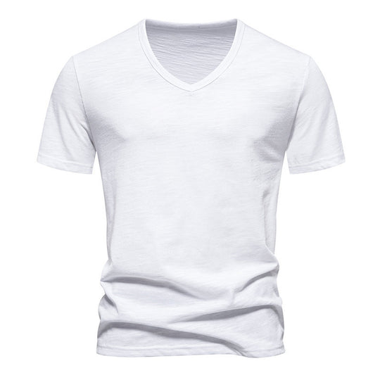 Herren V-Ausschnitt T-Shirt aus atmungsaktiver Baumwolle mit komfortablem Sitz EB