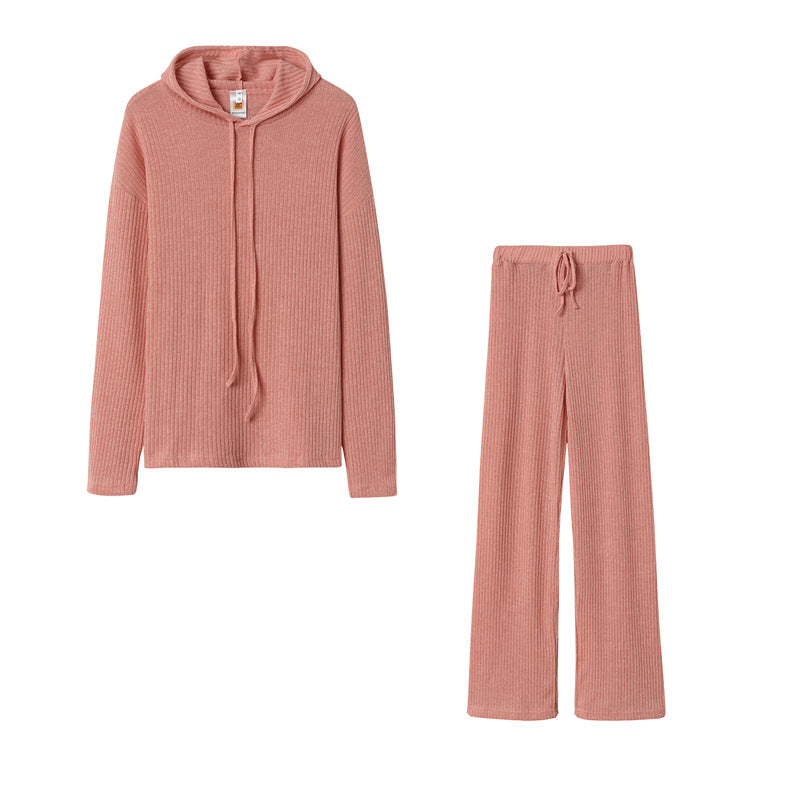 Damen Relaxed Fit Sweater-Set mit Kapuze und weiten Hosen EB