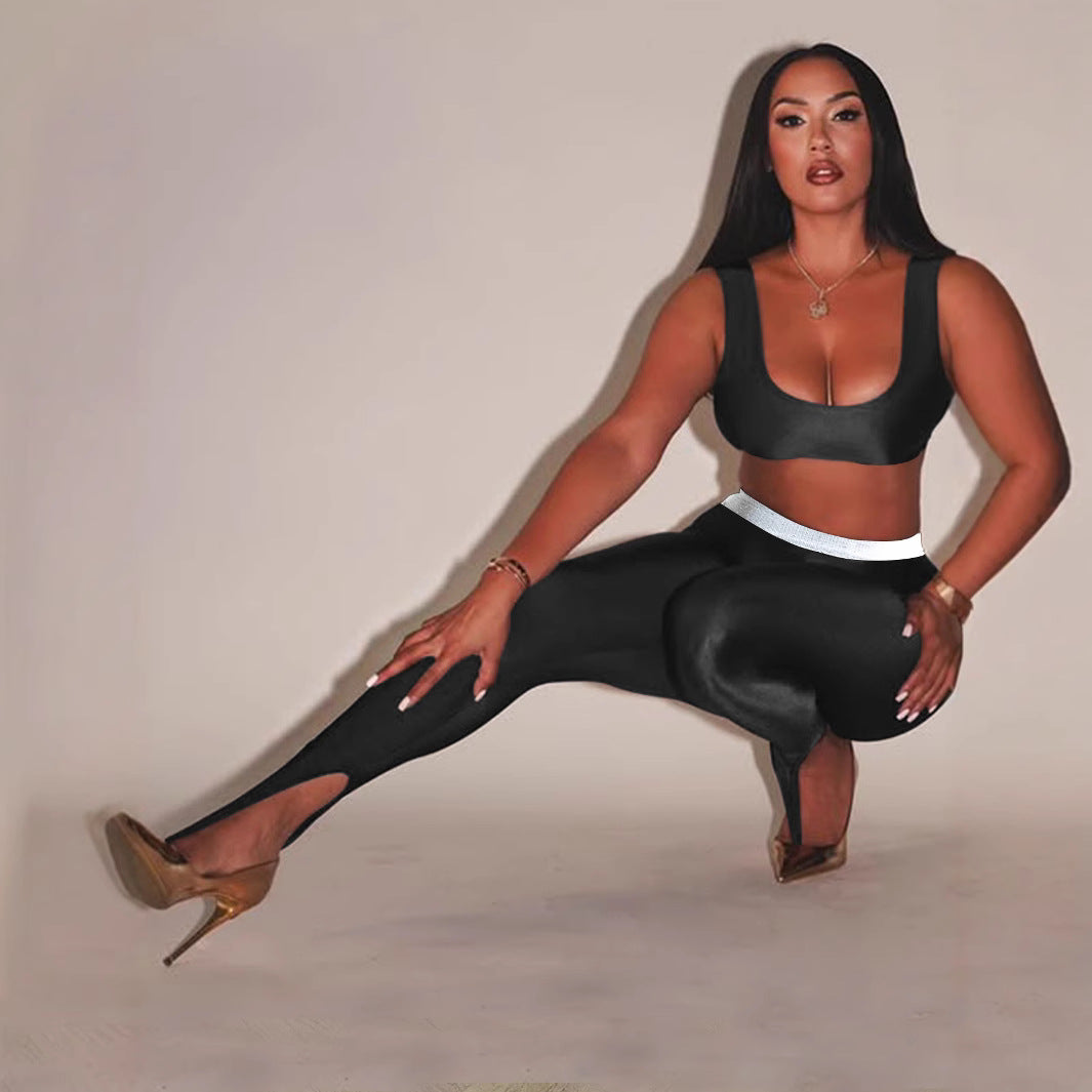 Damen Leggings mit stilvollen Cut-Outs und elastischem Komfortbund EB