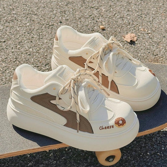 Damen Chunky Sneakers mit verspieltem Donut-Motiv und komfortabler Plattform-Sohle EB