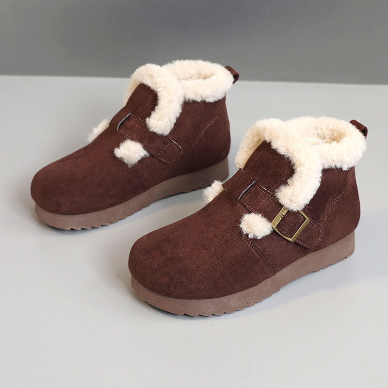 Damen Bequeme Winterstiefeletten mit weichem Innenfutter und modernem Riemendesign EB