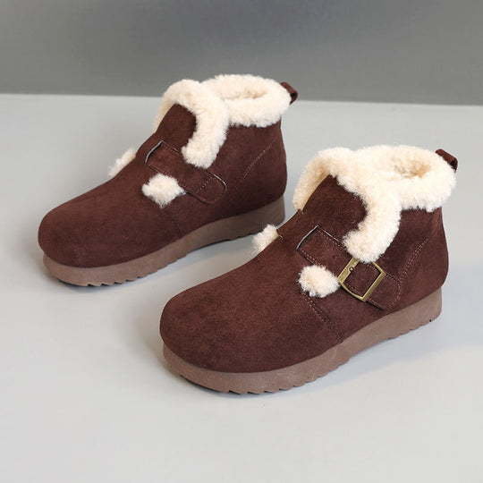 Damen Bequeme Winterstiefeletten mit weichem Innenfutter und modernem Riemendesign EB