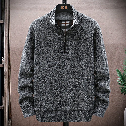 Herren Strickpullover mit Stehkragen und halbem Reißverschluss EB