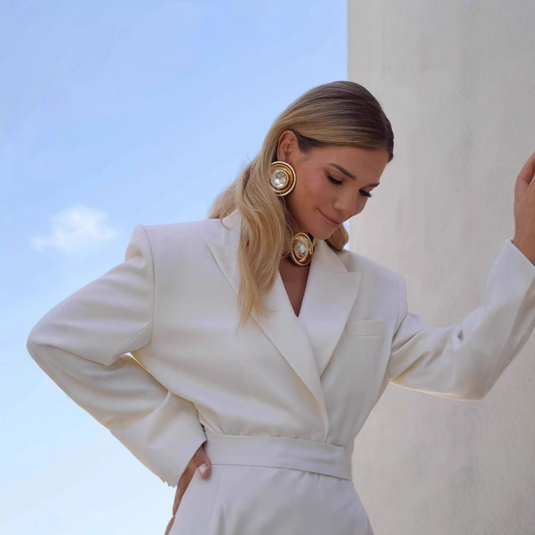 Damen Oversized Blazer mit tailliertem Gürtel EB
