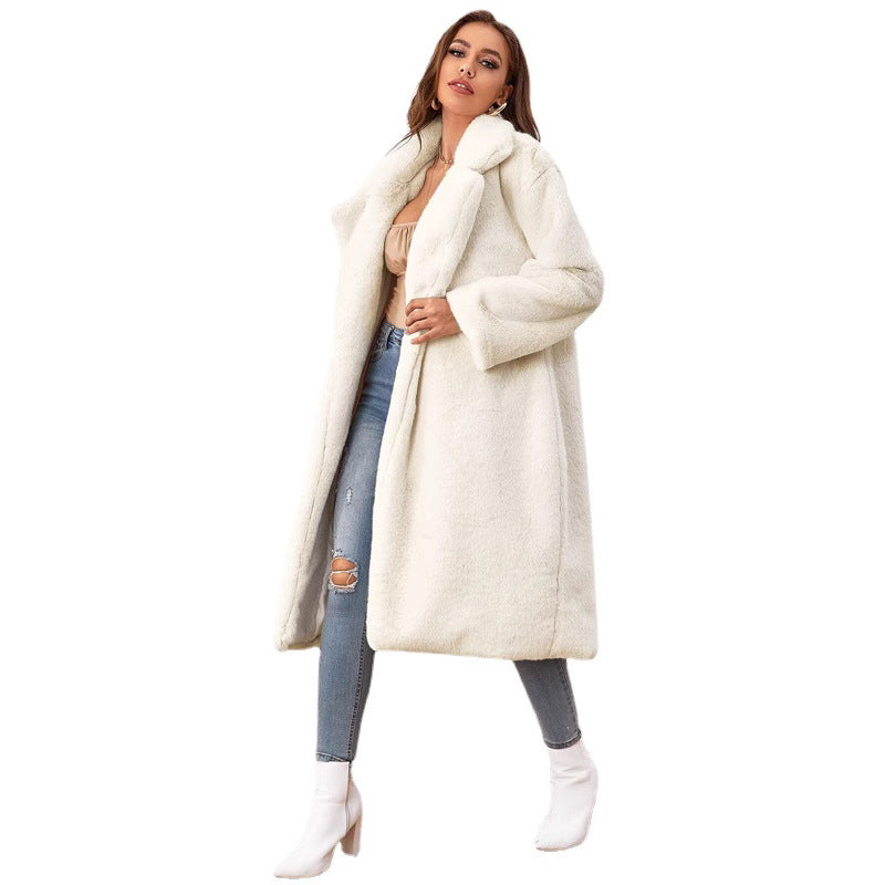 Damen Flauschiger Longblazer aus Kunstfell EB