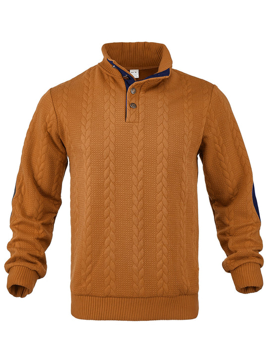 Herren Strickpullover mit hohem Kragen und strukturiertem Muster EB