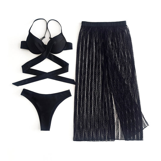 Damen Bikiniset mit elegantem Transparenz-Rock EB
