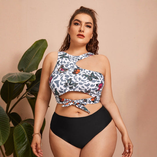 Damen Crop-Bikini-Oberteil mit modischem Bindedesign EB