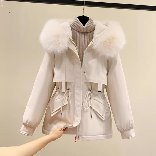 Damen Winterjacke mit funktionalem Reißverschluss und abnehmbarem Kunstpelzkragen EB