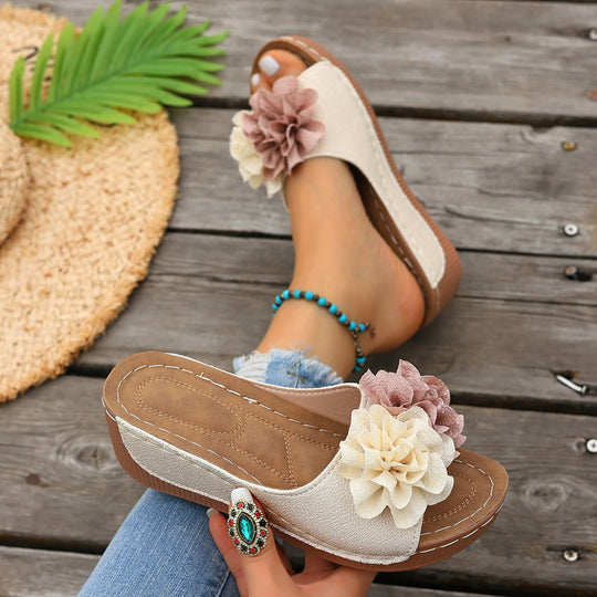 Damen Wedge-Sandalen mit floralen Applikationen EB