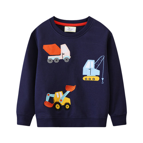 Jungen Sweatshirt mit kreativem Baustellenfahrzeug-Design EB
