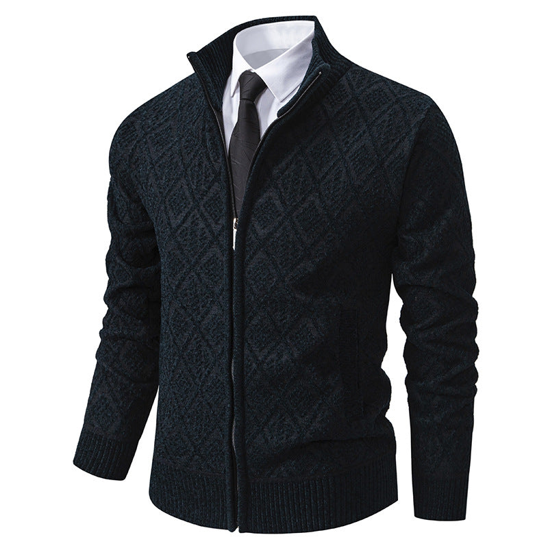 Herren modische Strickjacke mit grafischem Zipper-Design EB