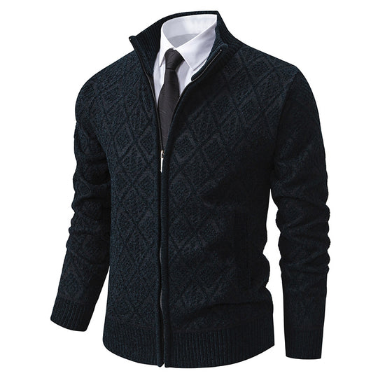 Herren modische Strickjacke mit grafischem Zipper-Design EB