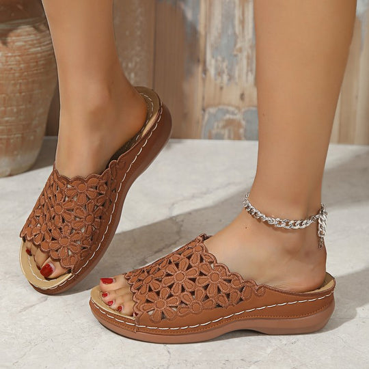 Damen Sandalen mit floraler Spitze EB