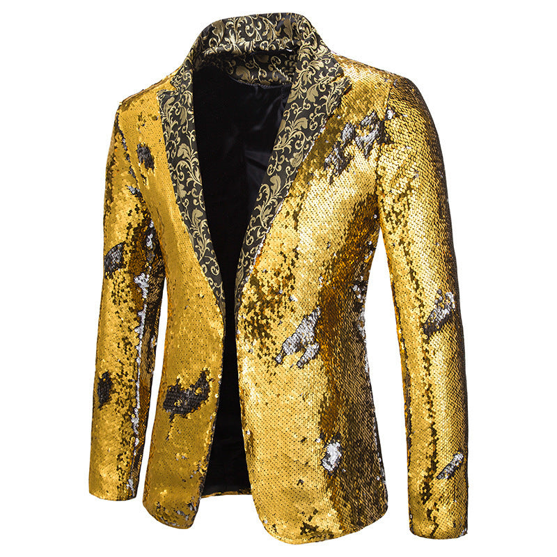 Herren extravagante Pailletten-Blazerjacke EB
