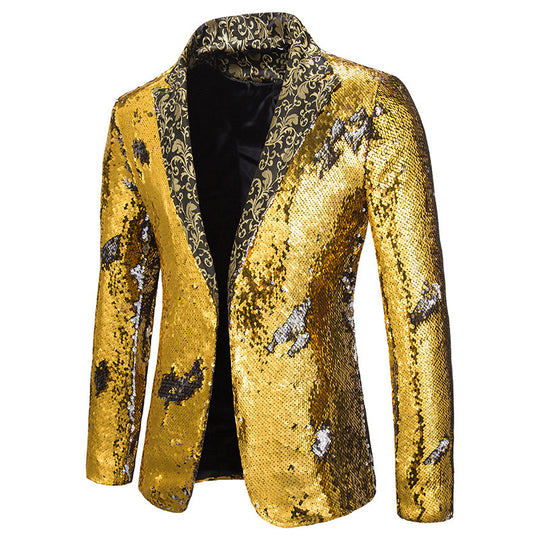 Herren extravagante Pailletten-Blazerjacke EB