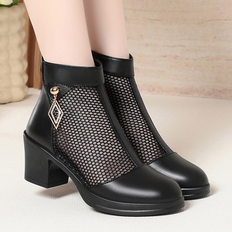 Damen Elegante Cut-Out Stiefeletten mit modischem Netzdesign EB