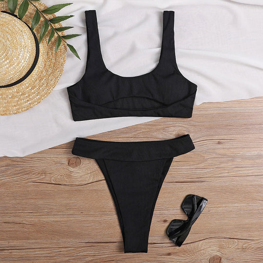 Damen Bikini-Set mit hoch geschnittenem Höschen und gepolstertem Oberteil EB