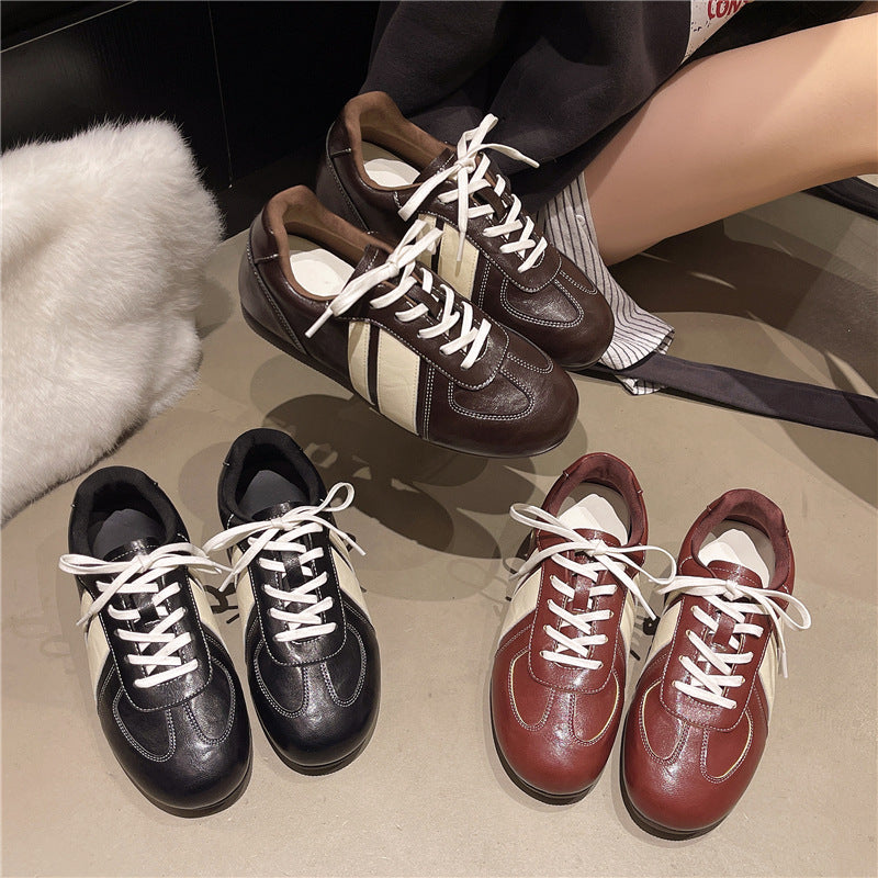 Damen Sportliche Sneaker aus hochwertigem Leder mit ergonomischer Sohle EB