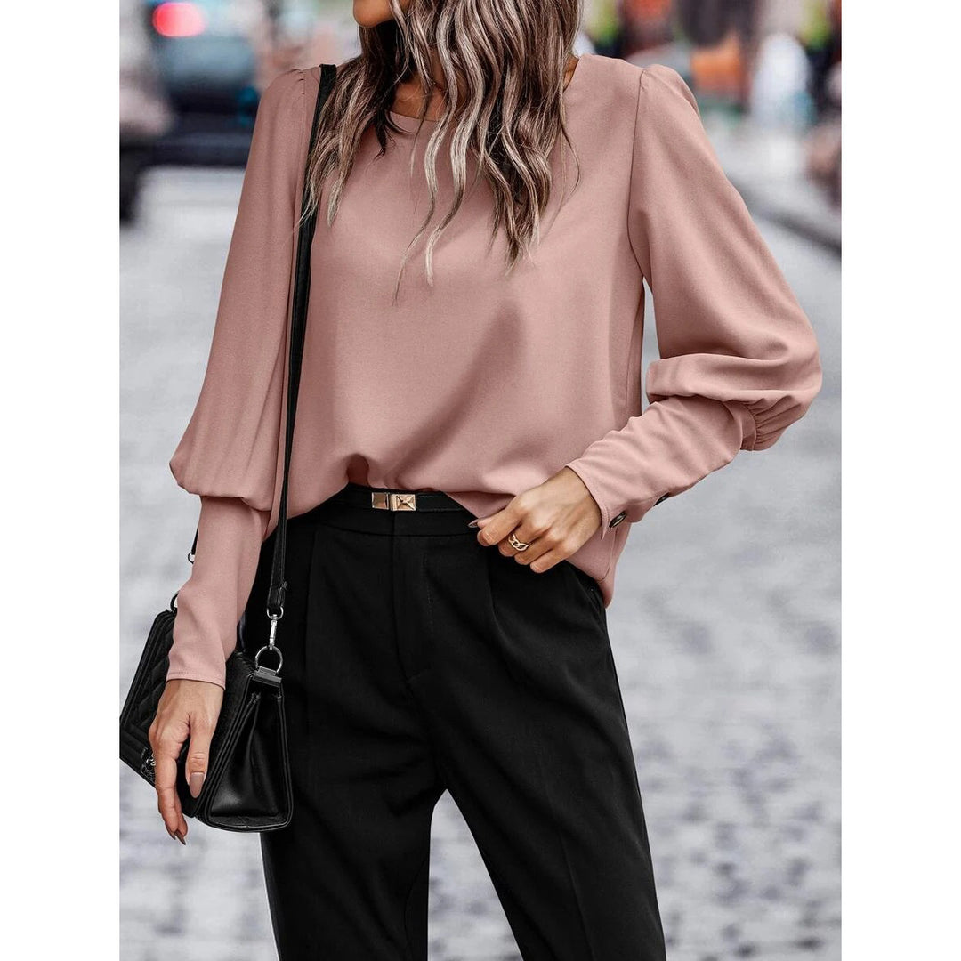 Damen modische Bluse mit elegantem Puffärmel und hochwertiger Stoffqualität EB