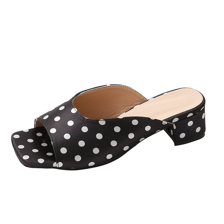 Damen elegante Mules mit offenem Zehenbereich und niedrigem Blockabsatz EB
