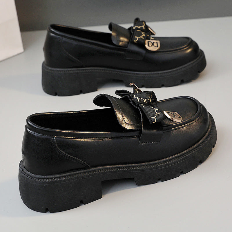 Damen modische Chunky Loafers mit dekorativen Schleifen und stabiler Laufsohle EB