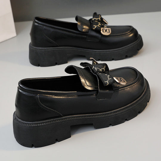 Damen modische Chunky Loafers mit dekorativen Schleifen und stabiler Laufsohle EB