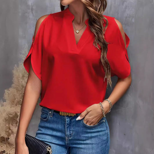 Damen Bluse mit offenen Schultern und stylishen Details EB