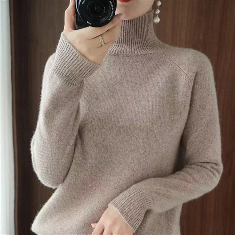 Damen weicher Rollkragenpullover aus feiner Merinowolle EB
