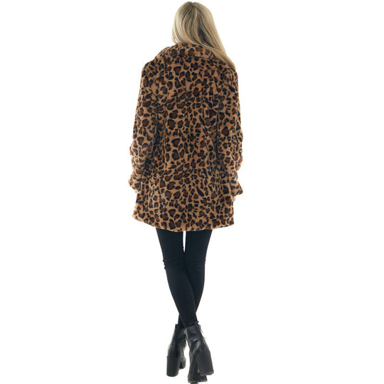 Damen Kuschelige und stilvolle Leopardenfelljacke EB