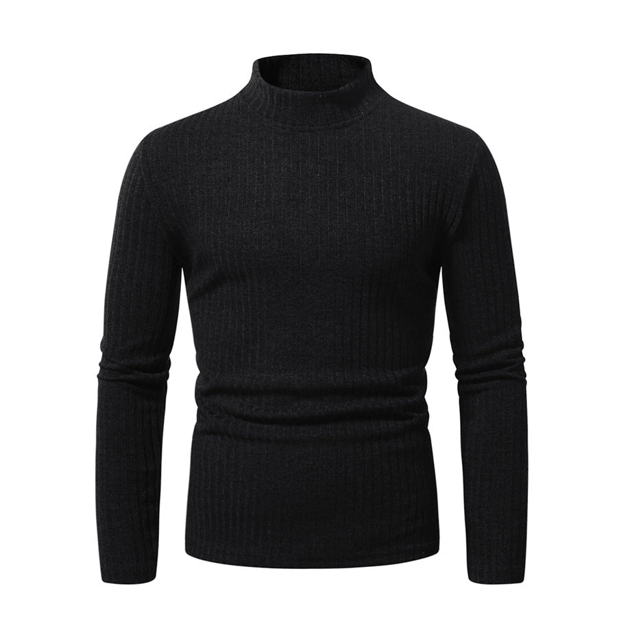 Herren eleganter Rollkragenpullover mit vertikalem Rippstrickdesign EB