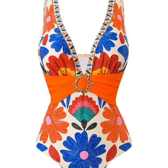 Damen Mehrteiliges Badeanzug-Set mit floralen Motiven EB
