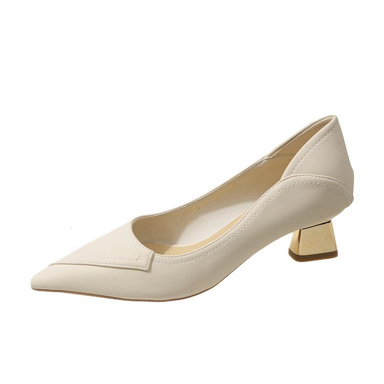 Damen elegante Pumps mit goldfarbenem Blockabsatz EB
