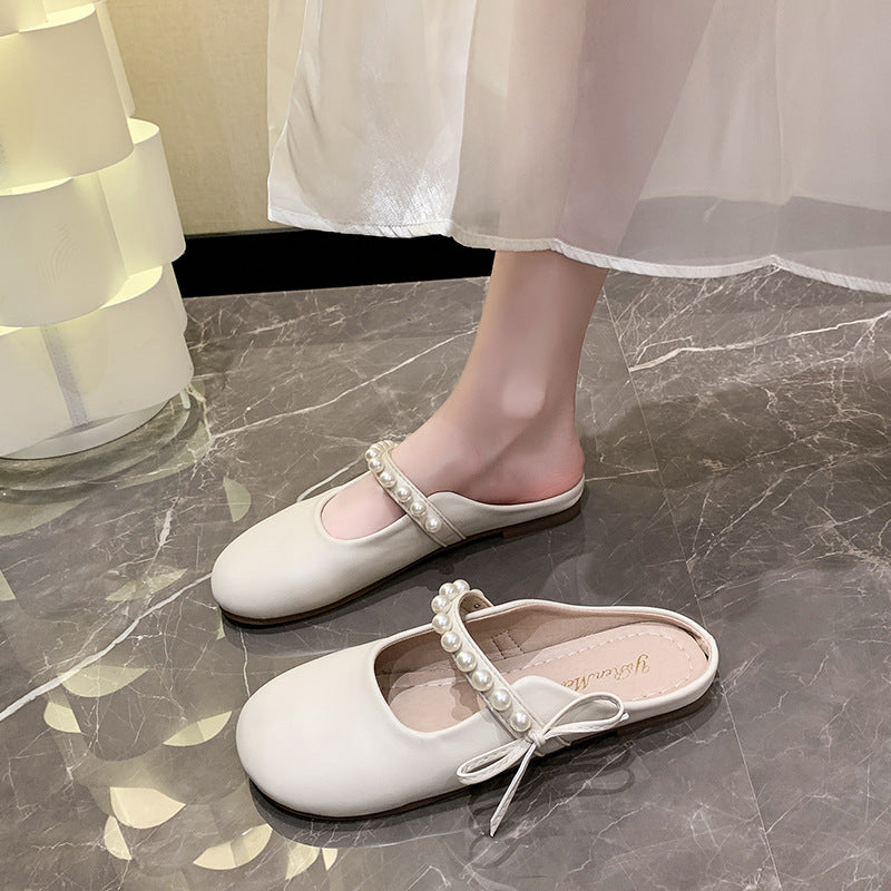 Damen praktische Ballerina-Schuhe mit Perlenverzierung EB